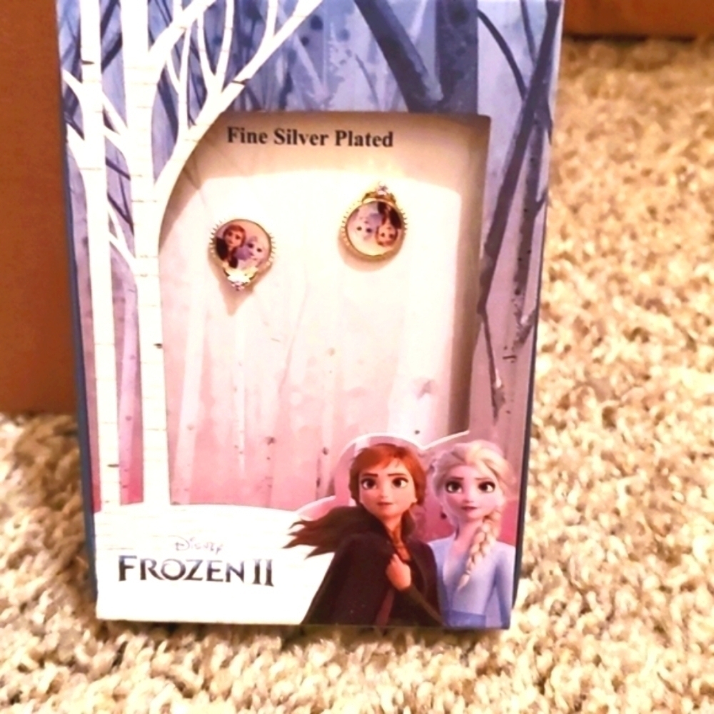 Disney Frozen 2 Elsa and Anna Silver Plated Brass Earrings